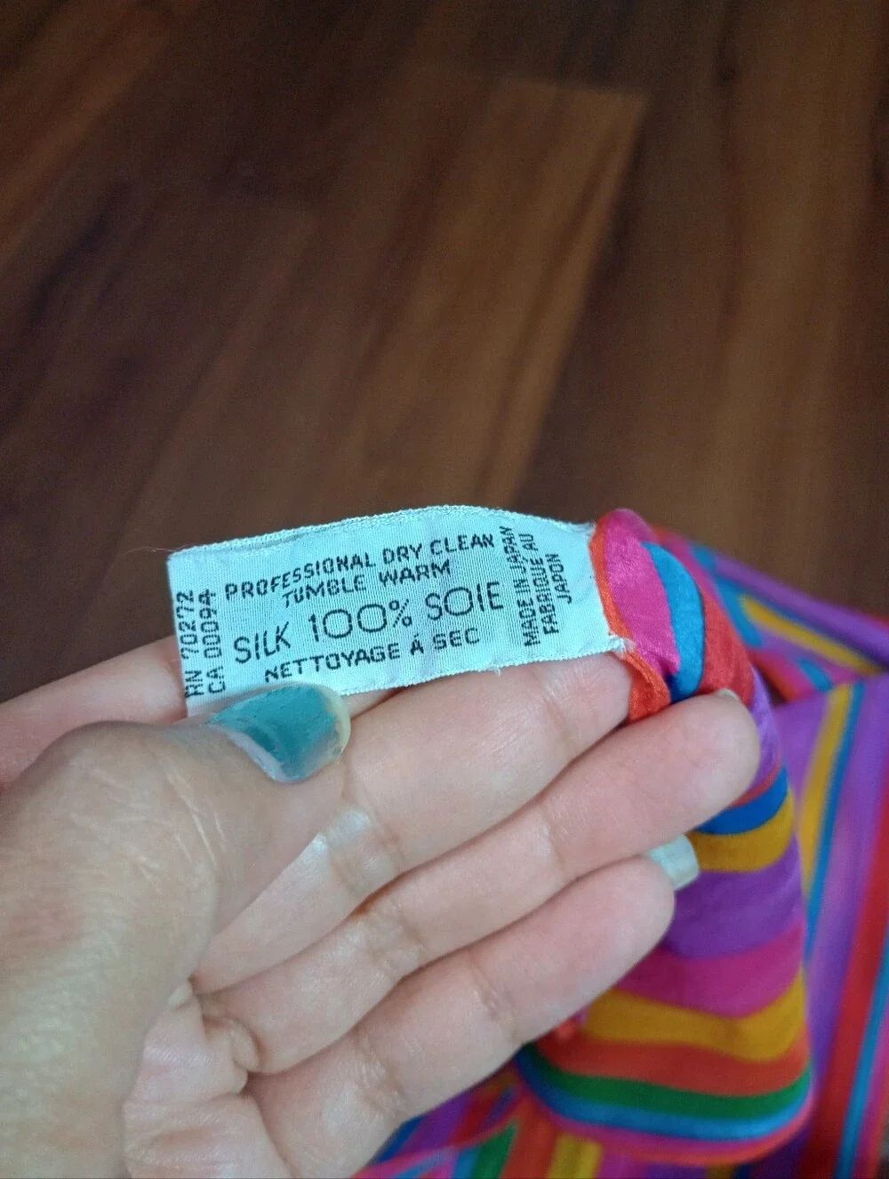Vintage Liz Claiborne Rainbow Striped Silk Skinny Scarf
